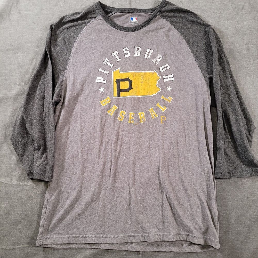 Pittsburgh Pirates MLB Women's Size Large Gray 3/4 Sleeve T-Shirt Baseball Fan